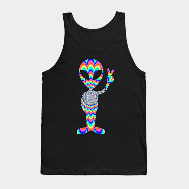 Rainbow Alien Cool Colorful Tank Top by Lin Watchorn 